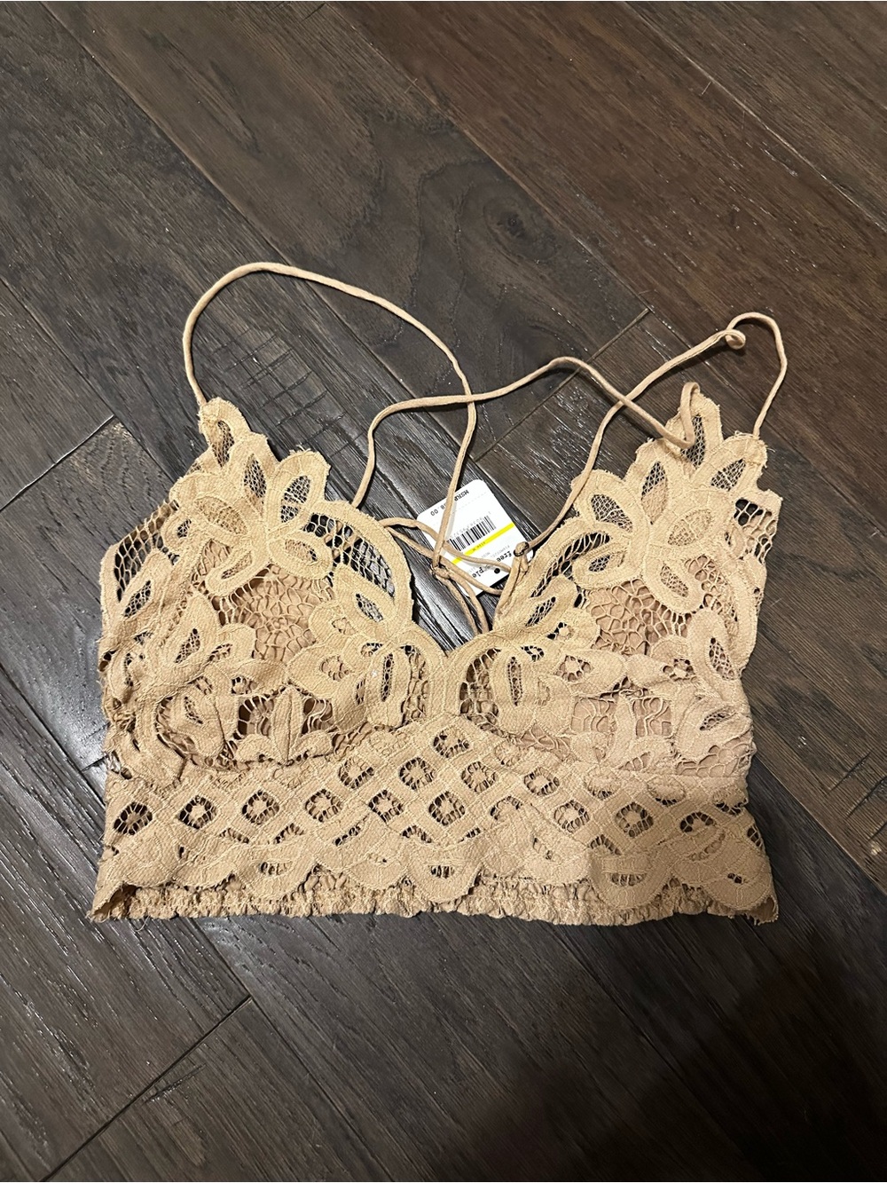 Free People Floral Lace Bralette Cami in Tan
